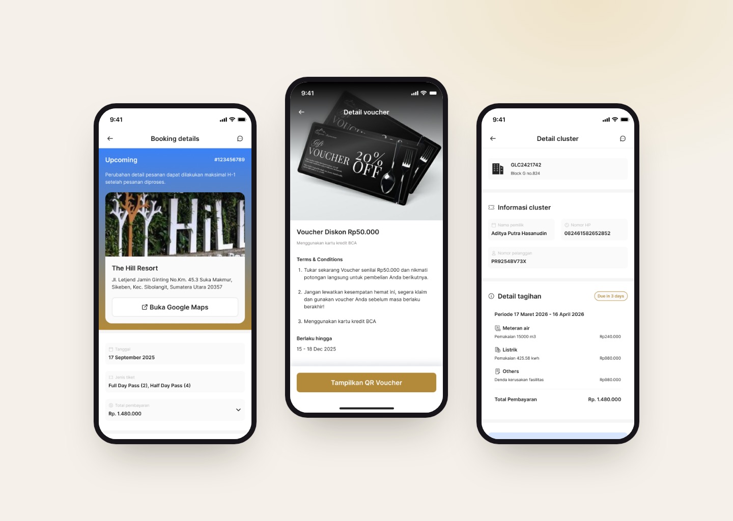 Member app: bookings, vouchers and payments