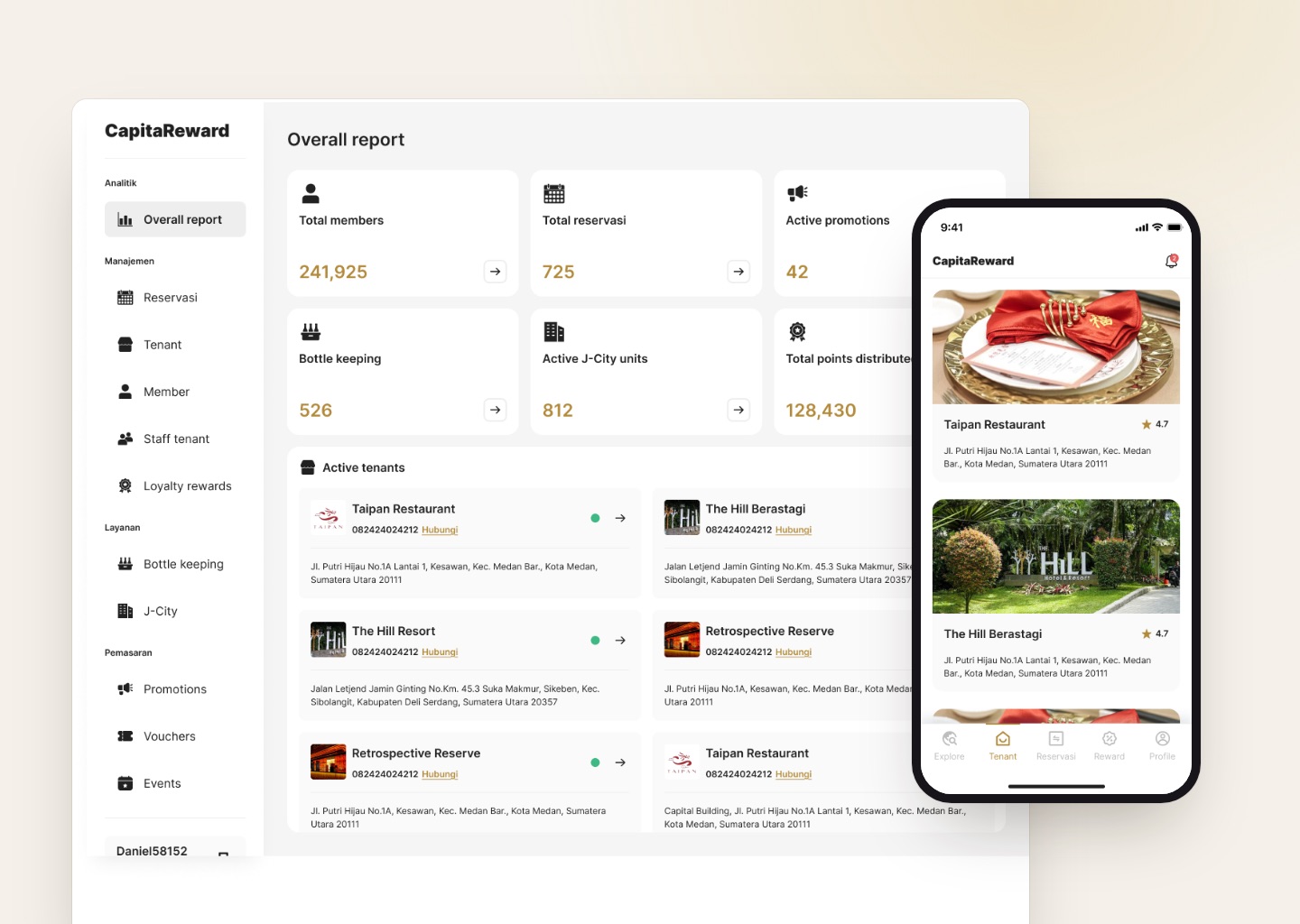 Dashboard and member app together