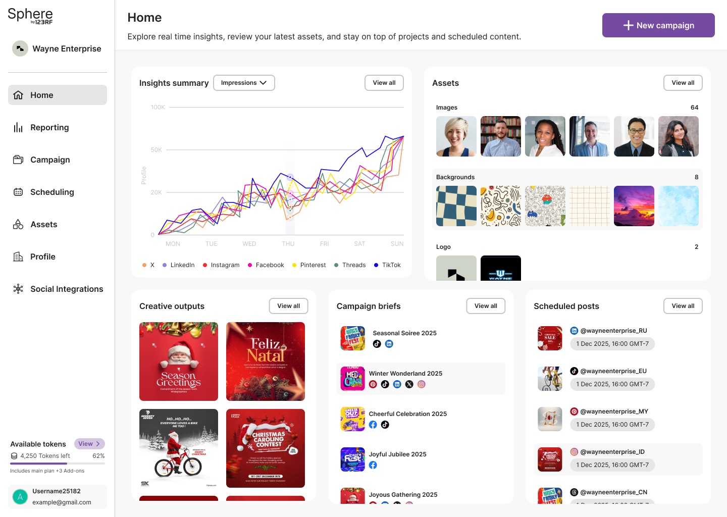 The earlier Sphere Home: a dense dashboard of cards