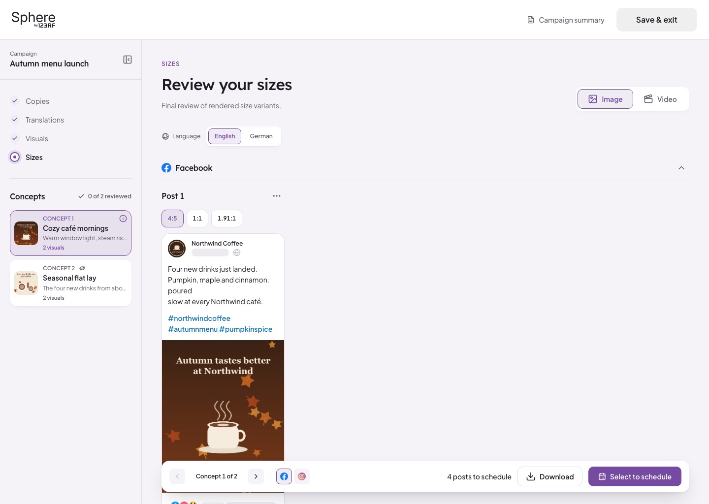 Review your sizes